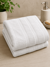 Dobby Border White Bath Towel