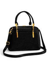 Elegant Shimmer Top-Handle Satchel –Black