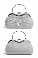 Sparkling Silver Pleated Crystal Clutch