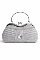 Sparkling Silver Pleated Crystal Clutch