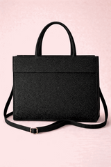 Black Shimmer Square Satchel with Gold Hardware