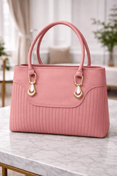Jimmy Choo Pleated Leather Handbag with Gold-Tone Accents Pink