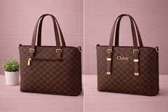 Chloë Signature Diamond Monogram Tote – Deep Espresso