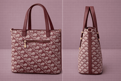 Chloé "D" Patterned Tote Bag with Deep Plum Accents