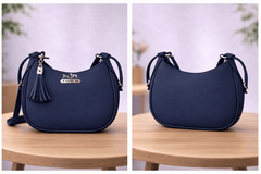 Navy Blue Coach Hobo Bag – Leather with Tassel Accent