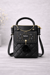 Quilted Vegan Leather Mini Crossbody Bag Black