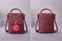 Quilted Vegan Leather Mini Crossbody Bag Burgundy