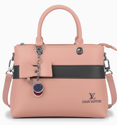 Dual-Handle Crossbody Bag with Black Stripe and Bow