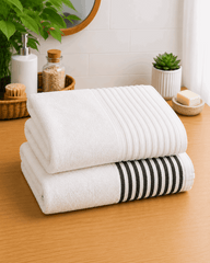 White Zero Twist Stripe Bath Towel