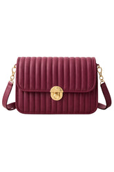 Elegant burgundy Pleated Crossbody Bag
