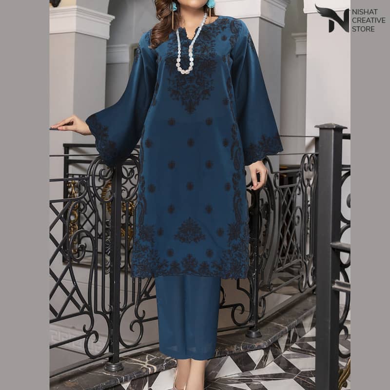 STITCHED 2pc cotton lawn suit D#07 - Nishat Creative Store