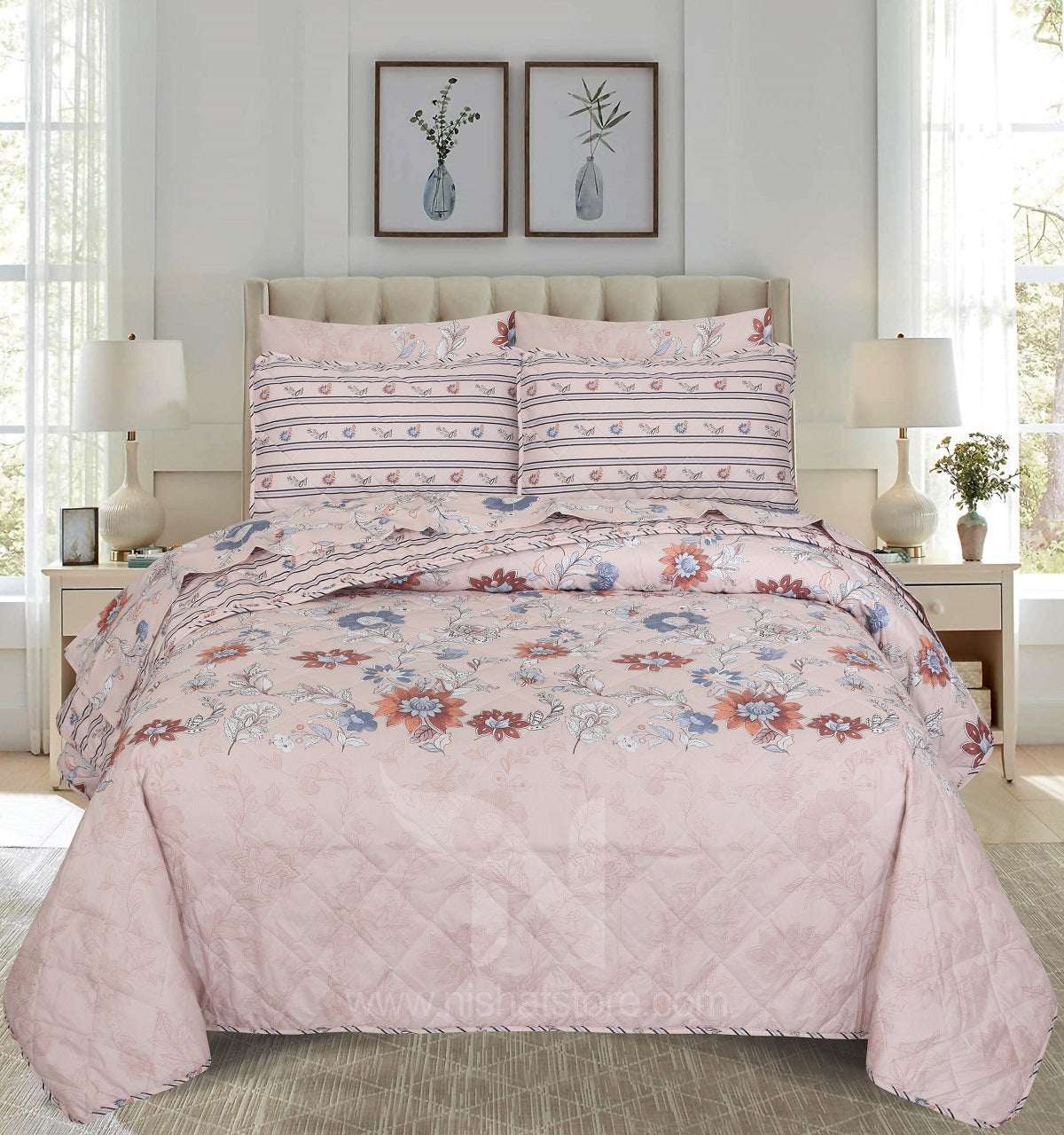 Quilted Comforter Set 6 Pcs Design 1010