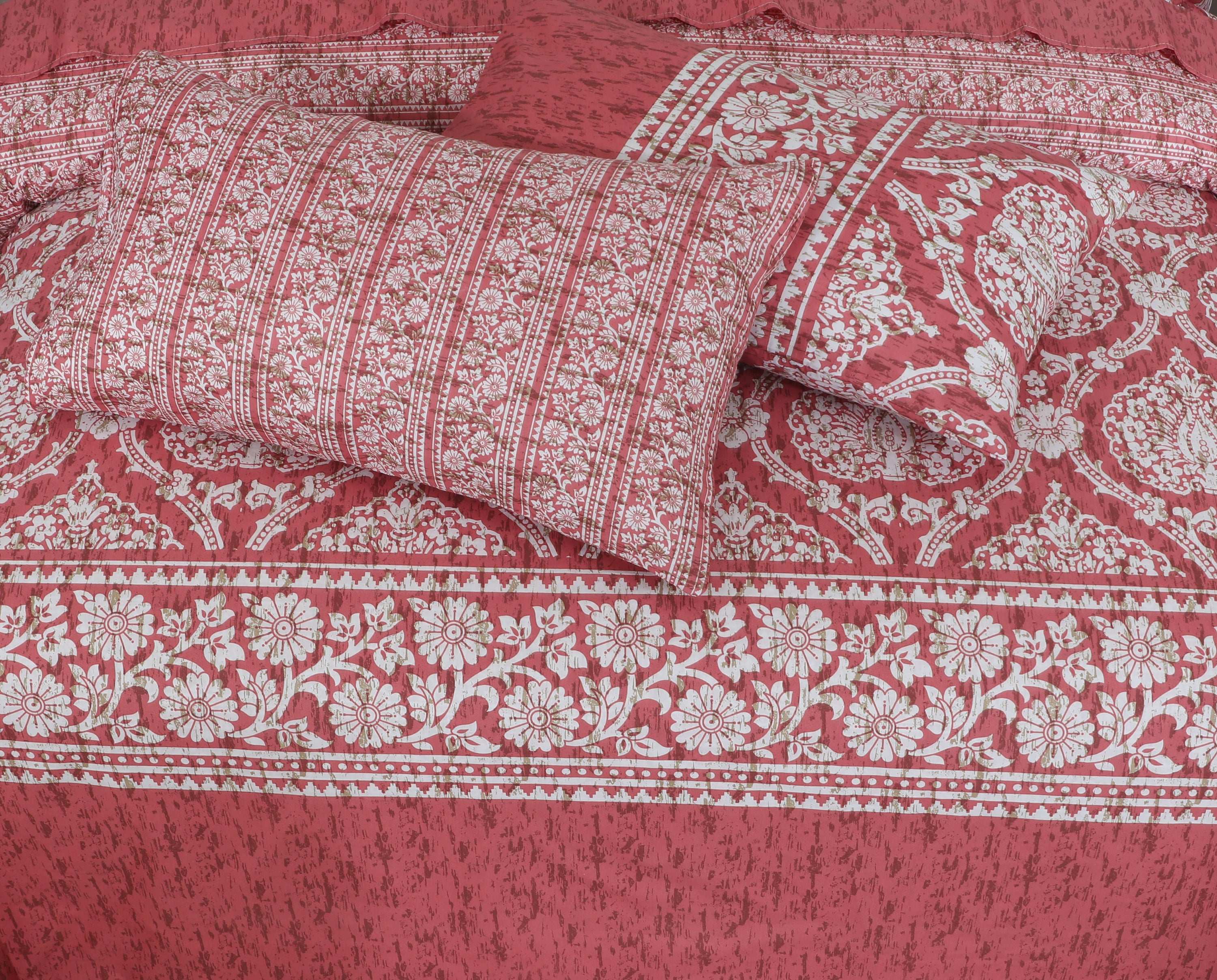 Floral Reversible Cotton Quilt Cover 6 Pcs Design #207