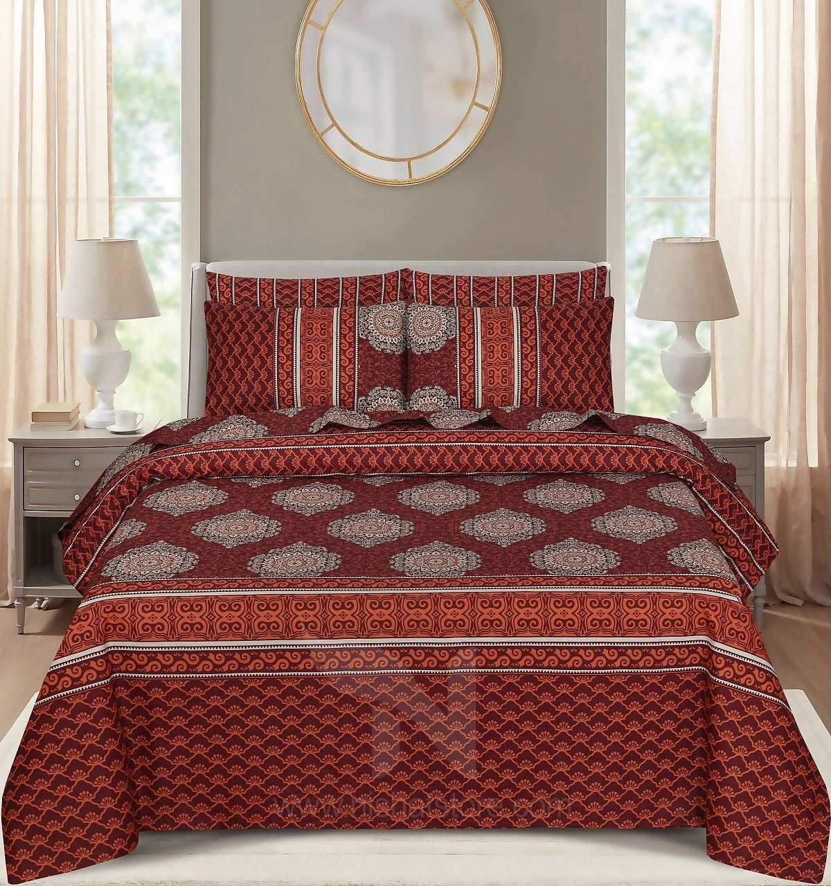 Floral Reversible Cotton Quilt Cover 6 Pcs Design #202