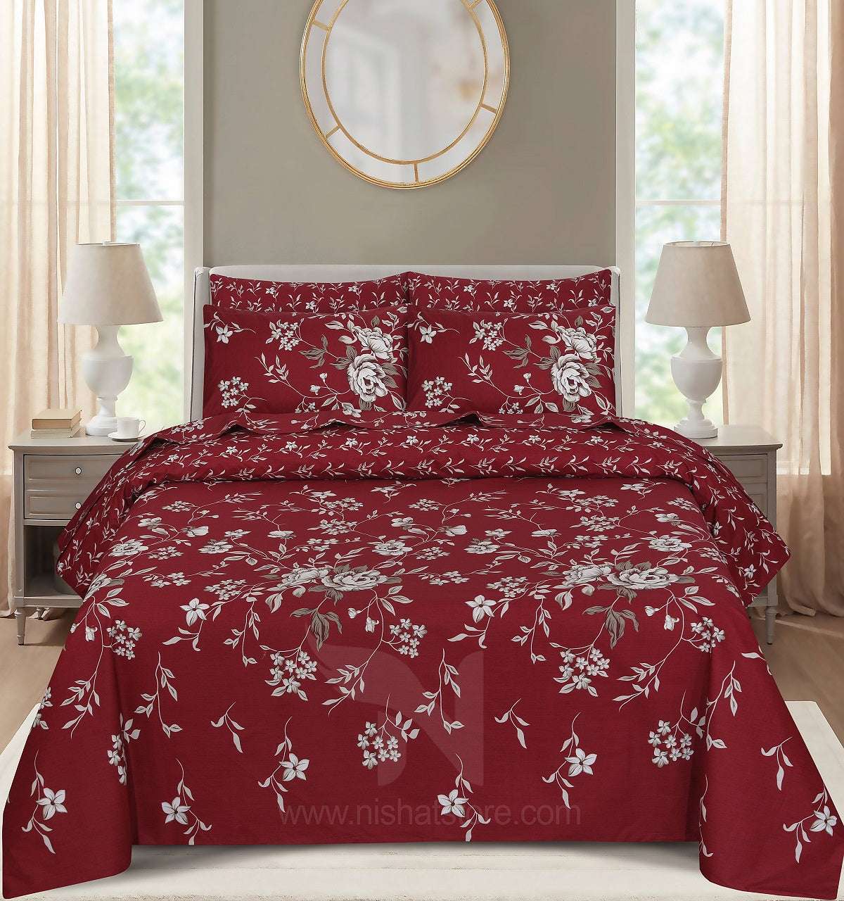 Floral Reversible Cotton Quilt Cover 6 Pcs Design #205