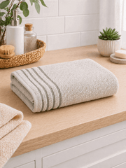 Premium Cotton Bath Towel with Stripe Border