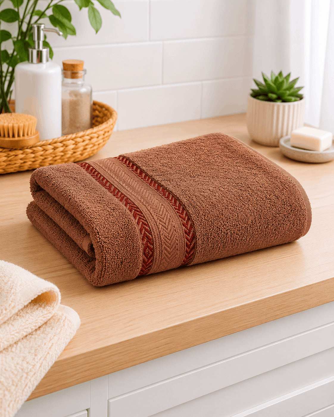 Cotton Hand Towel Nordic Border Set of 2