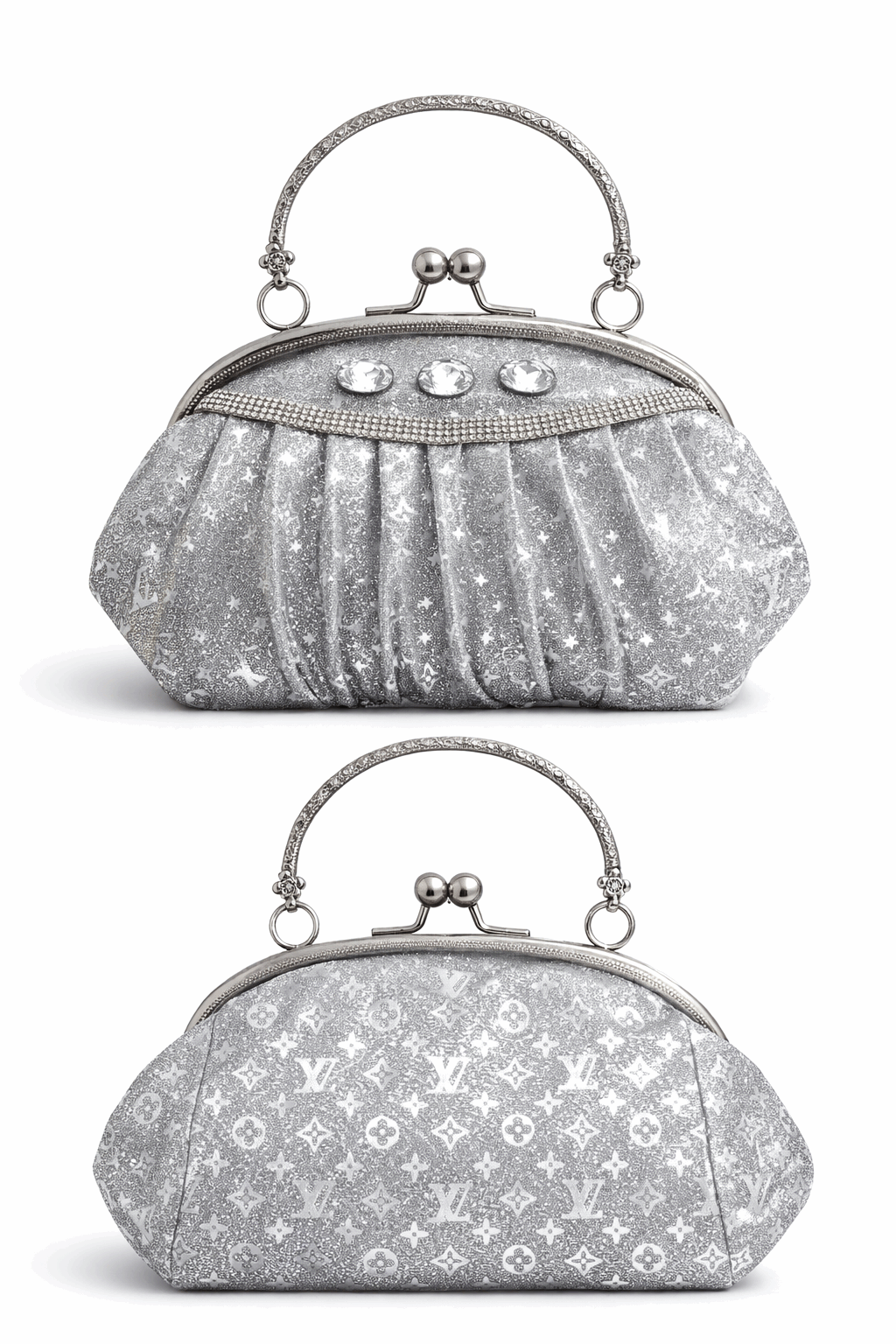 Elegant Silver Crystal Clutch