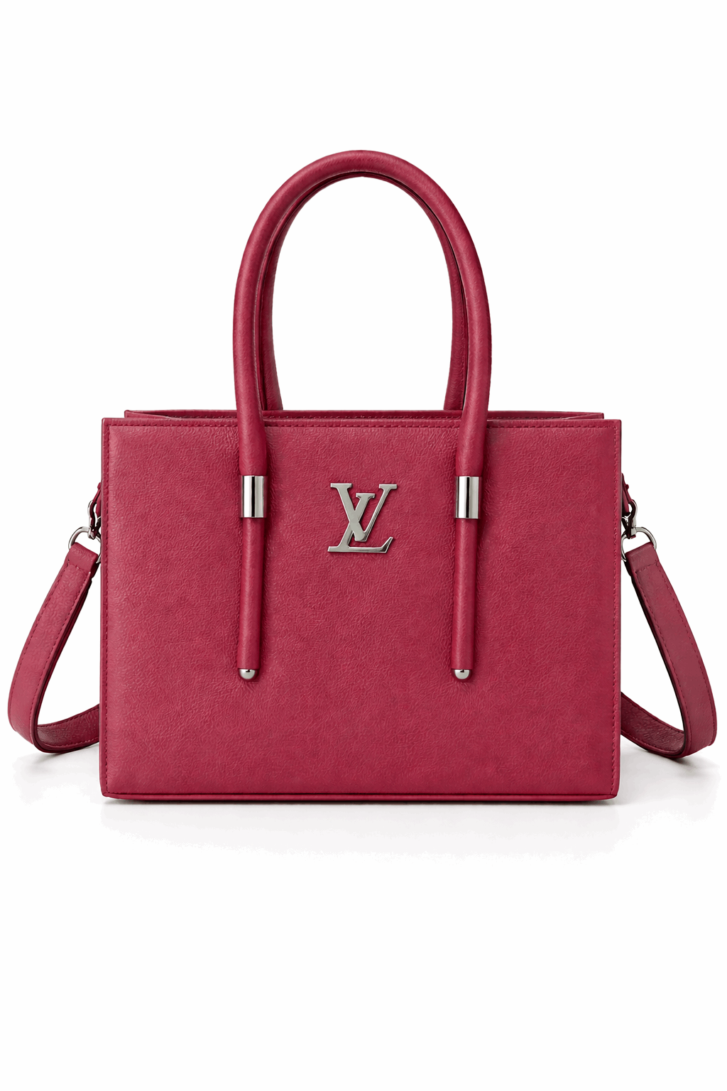Dark Pink Vegan Leather Satchel