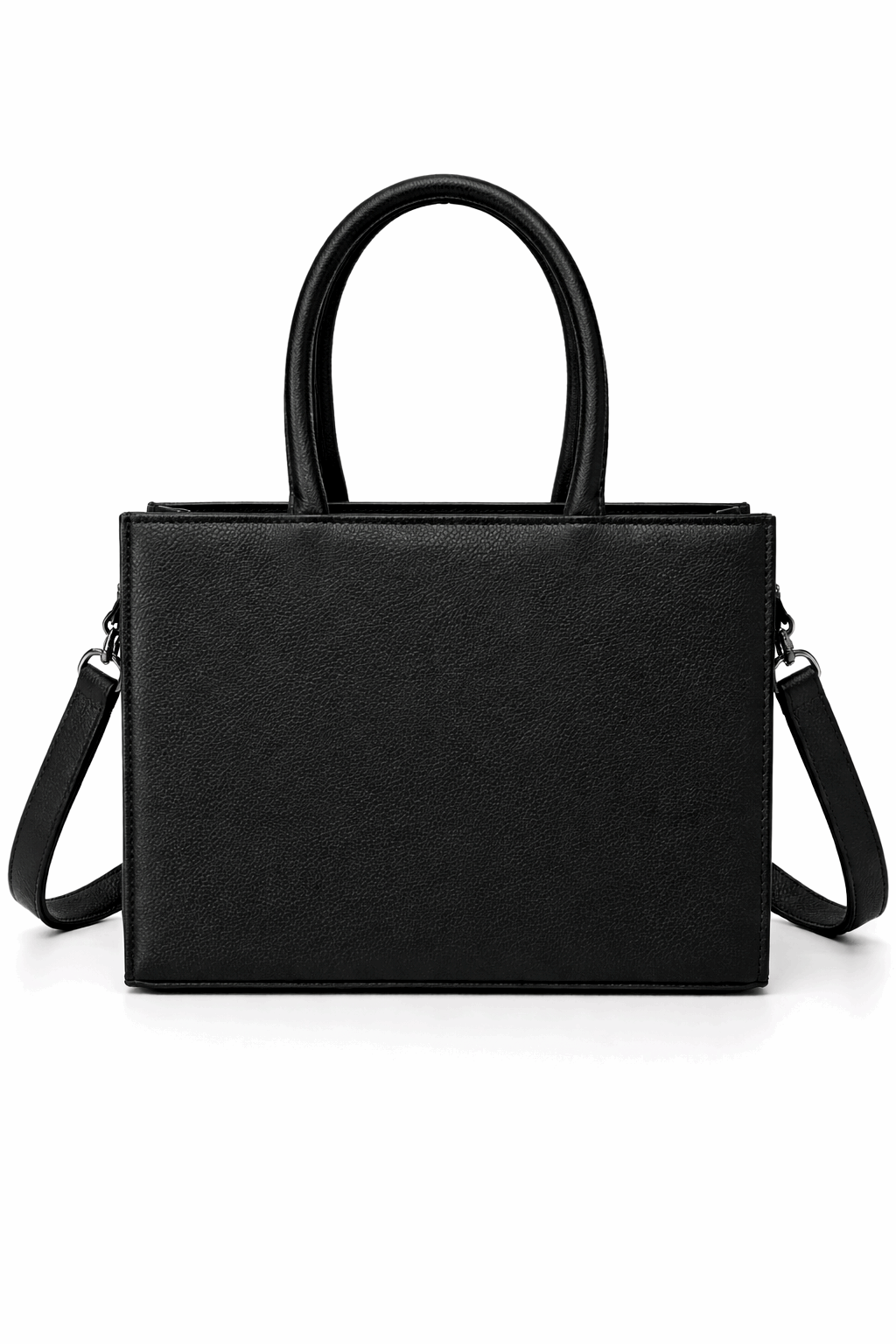 Classic Black Vegan Leather Satchel