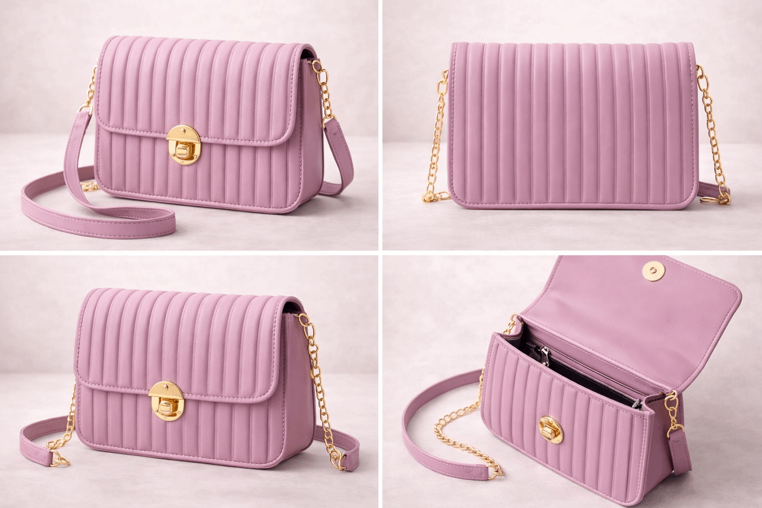 Elegant Purple Pleated Crossbody Bag