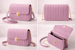 Elegant Purple Pleated Crossbody Bag