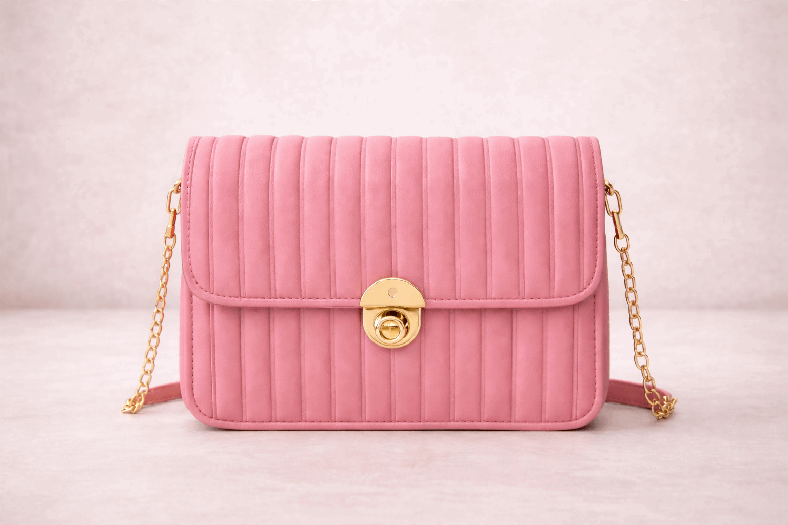 Elegant Pink Pleated Crossbody Bag