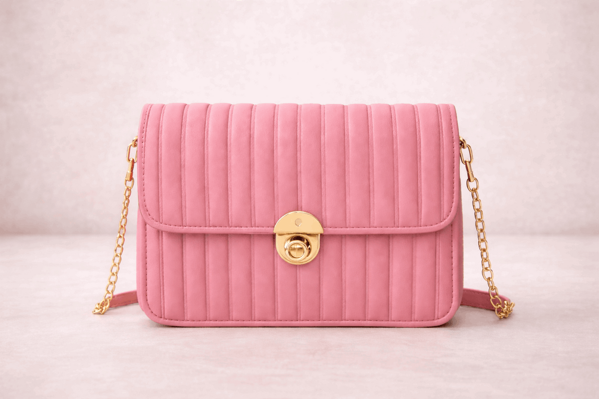 Elegant Pink Pleated Crossbody Bag