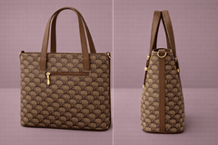 Chloé "D" Patterned Tote Bag with Brown Accents