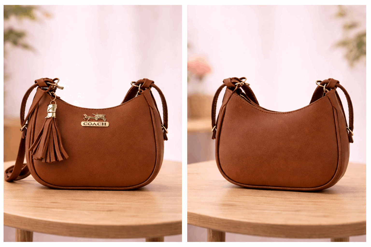 Brown Coach Hobo Bag – Leather with Tassel Accent