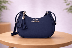 Navy Blue Coach Hobo Bag – Leather with Tassel Accent