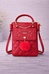 Quilted Vegan Leather Mini Crossbody Matte Red