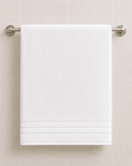 Dobby Border White Bath Towel