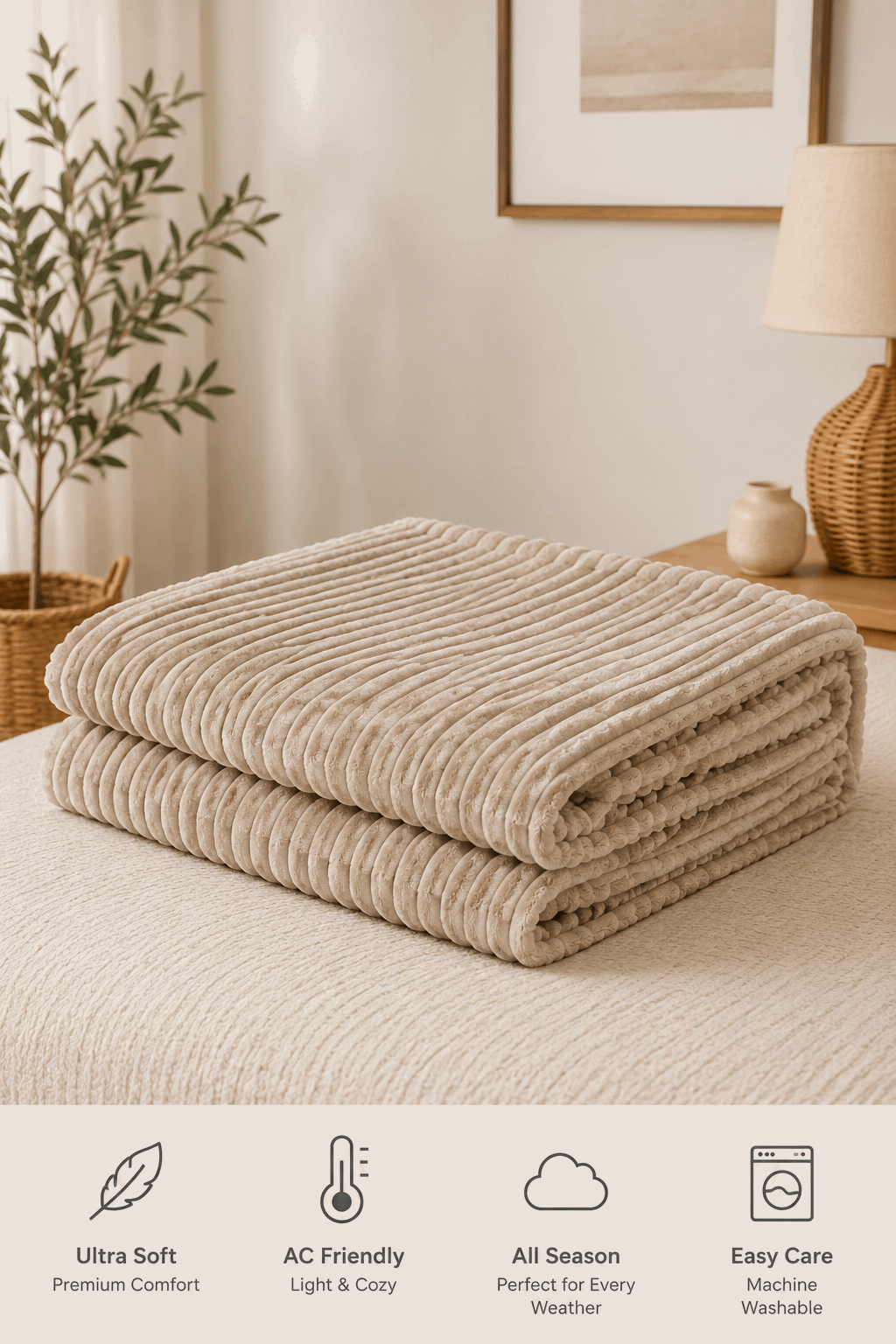 Fluffy Stripe Ac Blanket Double NCS# 206