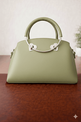 Gloria Heart-Accent Green Top-Handle Handbag