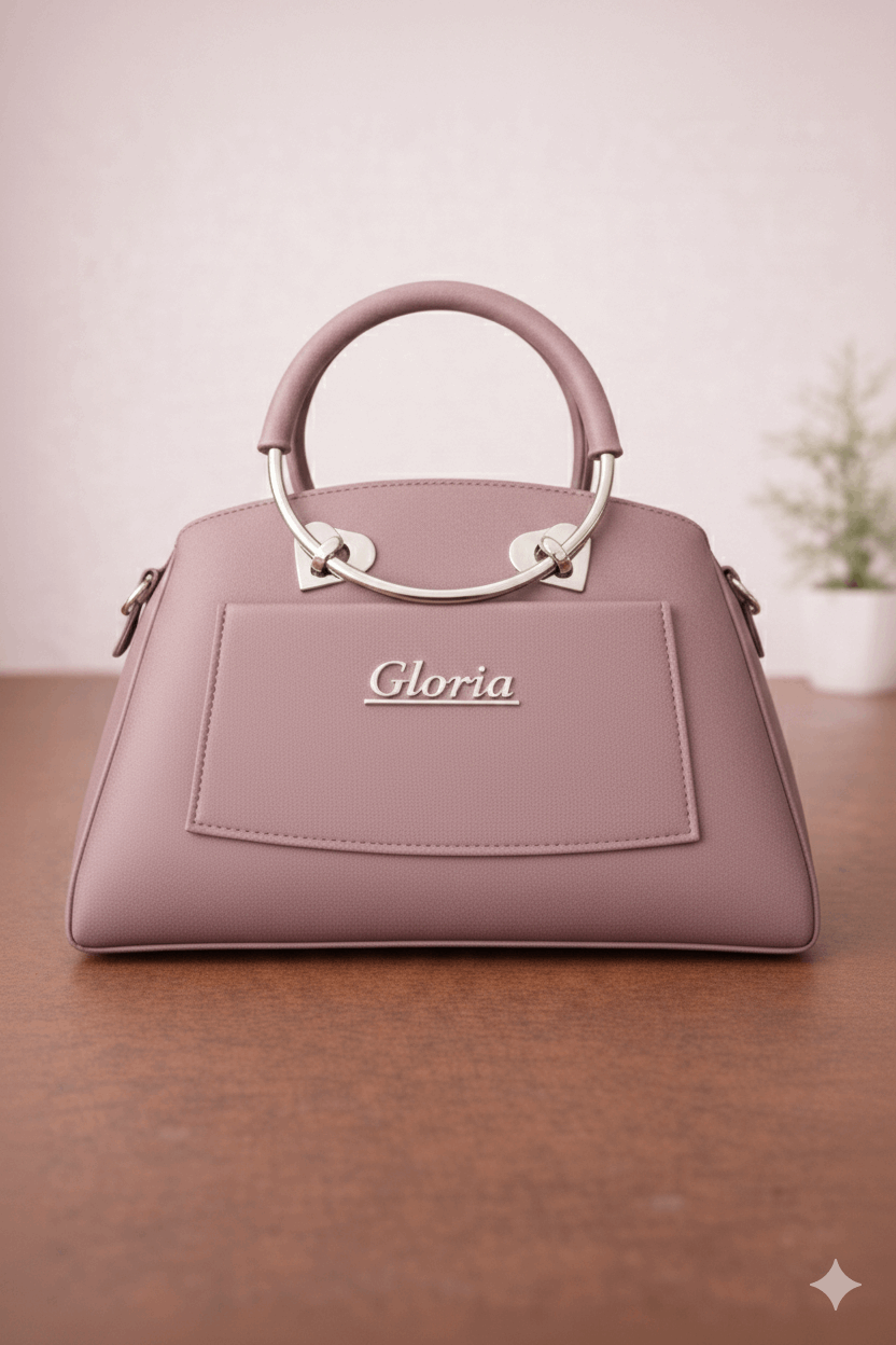 Gloria Heart-Accent Purple Top-Handle Handbag