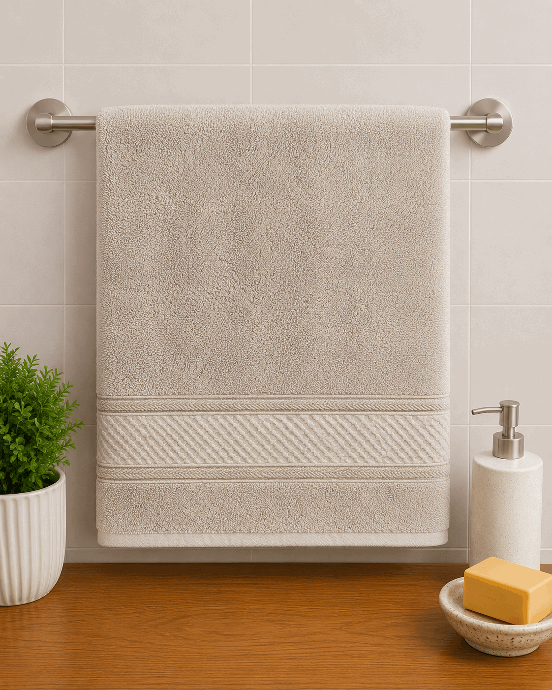 Corded Panel Border Hand Towel (Pack of 2)