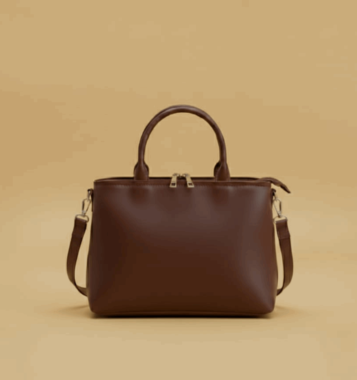 Dual-Handle Crossbody Bag with brown Stripe and Bow
