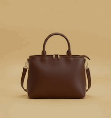 Dual-Handle Crossbody Bag with brown Stripe and Bow