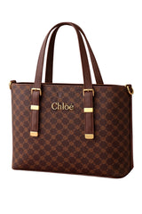 Chloë Signature Diamond Monogram Tote – Deep Espresso