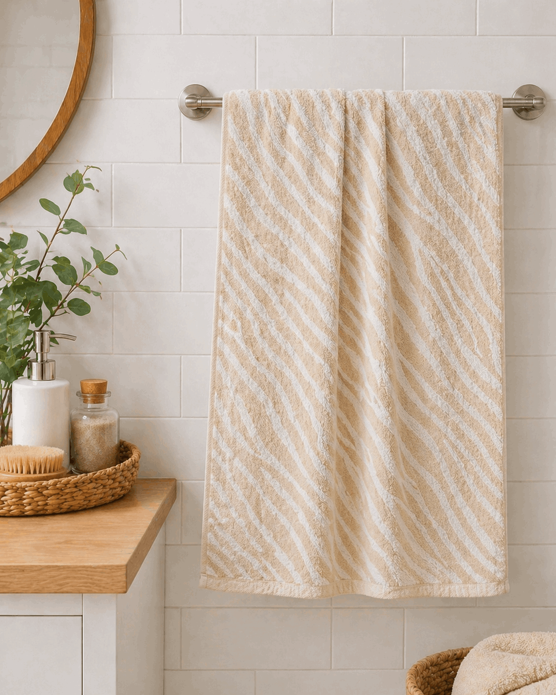 Premium Cotton Zebra Stripe Bath Towel