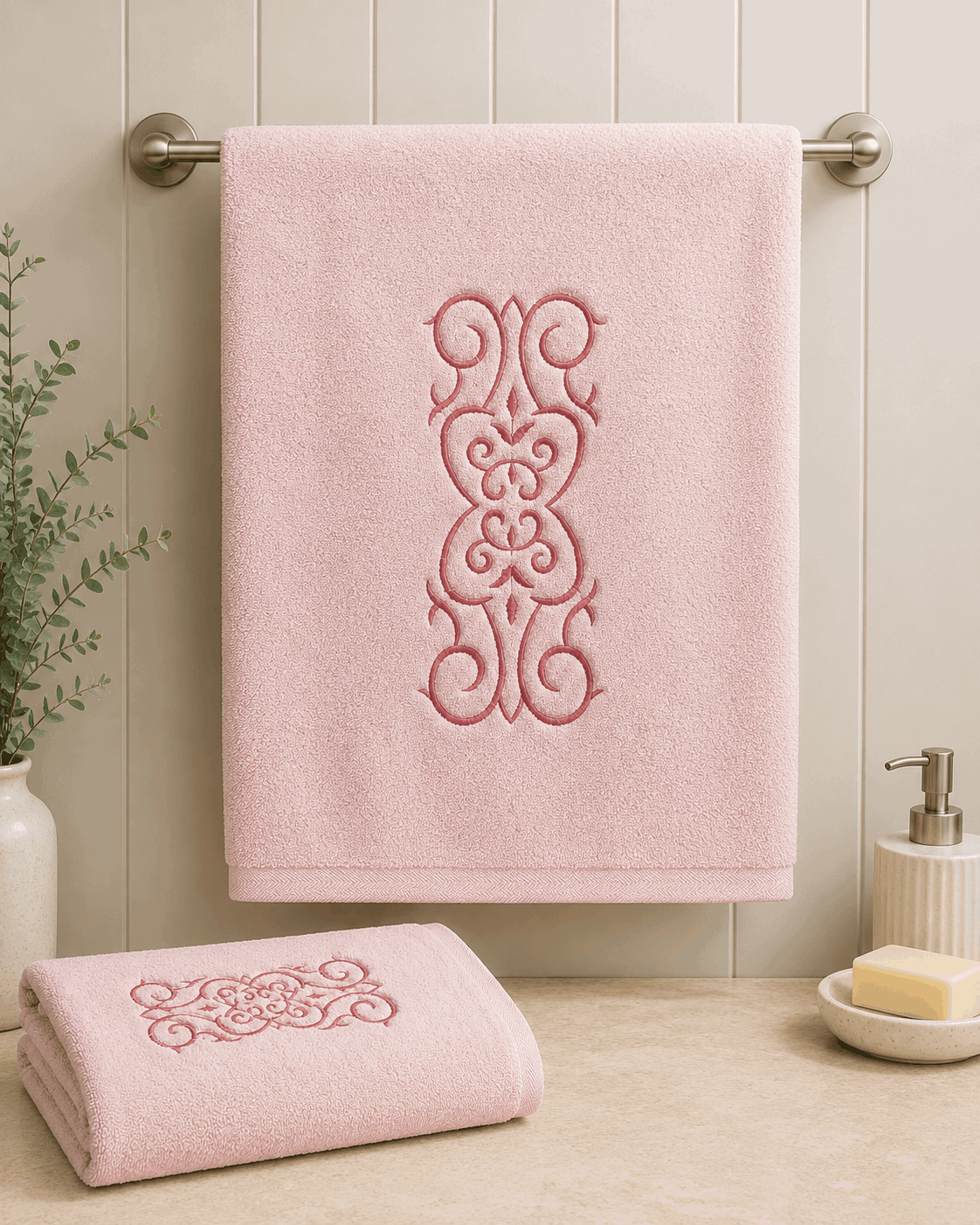 Embroided Cotton Bath Towel