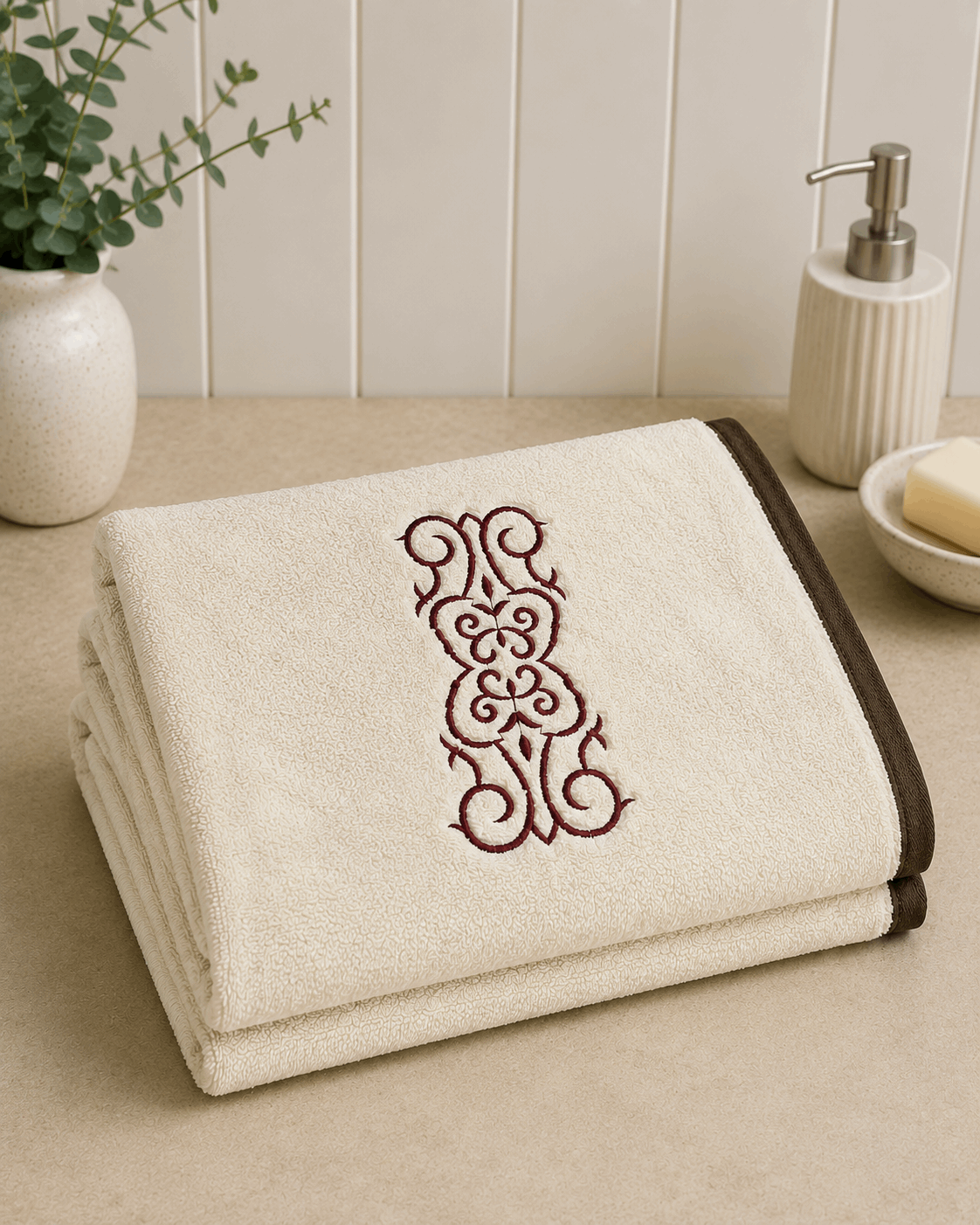 Embroided Cotton Bath Towel